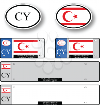 turkish republic of northern cyprus auto set against white background, abstract vector art illustration, image contains transparency