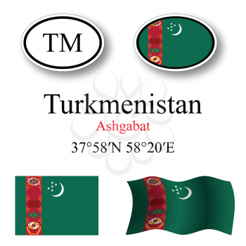 turkmenistan set against white background, abstract vector art illustration, image contains transparency
