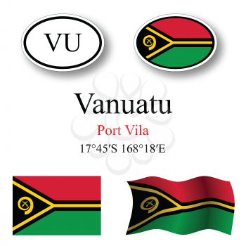 vanuatu icons set against white background, abstract vector art illustration, image contains transparency