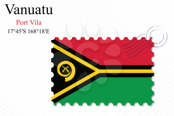 vanuatu stamp design over stripy background, abstract vector art illustration, image contains transparency