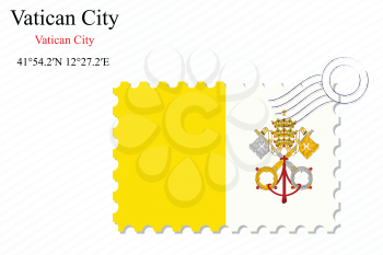 vatican city stamp design over stripy background, abstract vector art illustration, image contains transparency