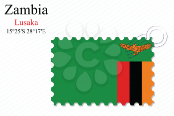 zambia stamp design over stripy background, abstract vector art illustration, image contains transparency