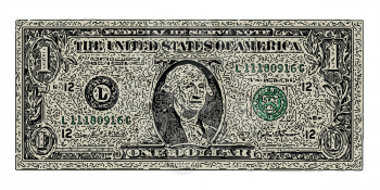 one dollar bancnote of united states of america against white background, abstract vector art illustration