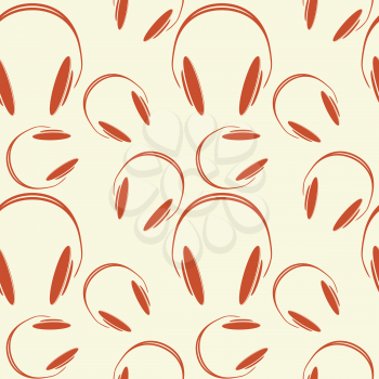 orange headphones pattern, abstract seamless texture, vector art illustration