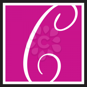 Royalty Free Clipart Image of a Calligraphy C on Pink