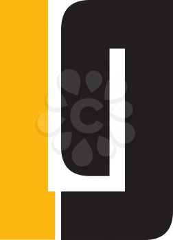 Royalty Free Clipart Image of a Lower Case Black G With a Yellow Bar Beside It