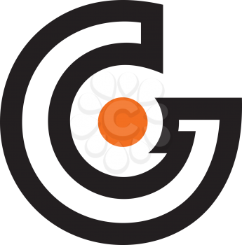 Royalty Free Clipart Image of a G With an Orange Circle