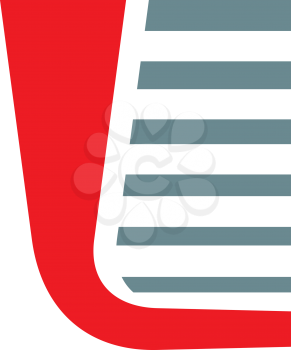 Royalty Free Clipart Image of a Red L With Grey Stripes