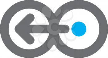 Royalty Free Clipart Image of Two Circles and an Arrow Across Them