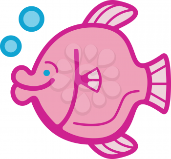 Royalty Free Clipart Image of a Fish Blowing Bubbles