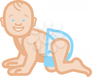 Royalty Free Clipart Image of a Crawling Baby