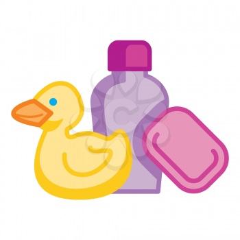 Royalty Free Clipart Image of Baby Bath Items