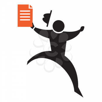 Royalty Free Clipart Image of a Silhouetted Man With a Paper
