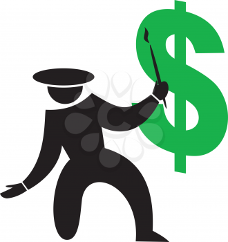 Royalty Free Clipart Image of a Silhouette With a Dollar Sign