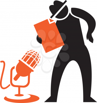 Royalty Free Clipart Image of a Silhouette With a Microphone