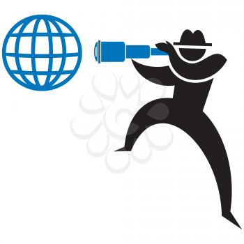 Royalty Free Clipart Image of a Silhouette With a Telescope