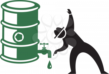 Royalty Free Clipart Image of a Silhouette With an Oil Drum