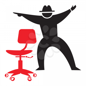 Royalty Free Clipart Image of a Silhouette With a Chair