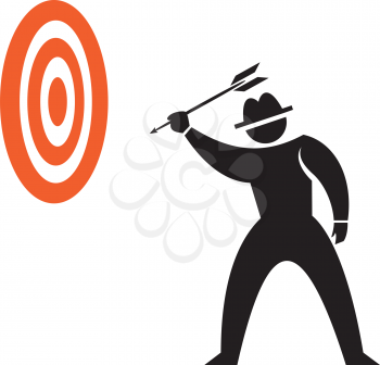 Royalty Free Clipart Image of a Guy With an Arrow