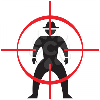 Royalty Free Clipart Image of a Man in Crosshairs