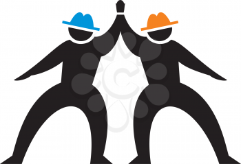 Royalty Free Clipart Image of Two Men With Their Hands Joined