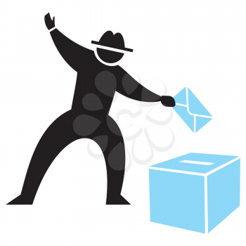 Royalty Free Clipart Image of a Man Putting an Envelope in a Box
