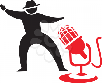 Royalty Free Clipart Image of a Man and a Microphone