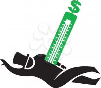 Royalty Free Clipart Image of a Man With a Fundraiser Thermometer