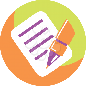 Royalty Free Clipart Image of a Pen Writing on a Document