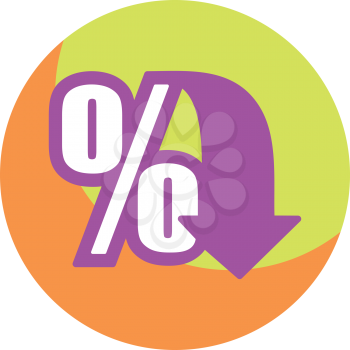 Royalty Free Clipart Image of Zero Percent With an Arrow