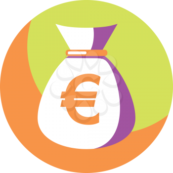 Royalty Free Clipart Image of a Bag With a Euro Symbol on It