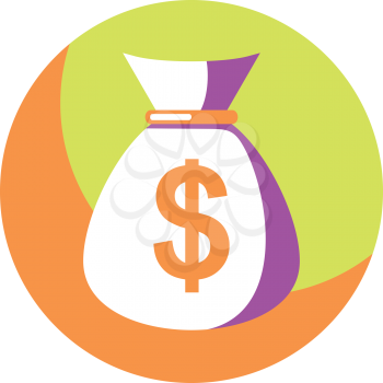 Royalty Free Clipart Image of a Bag With a Dollar Sign on It