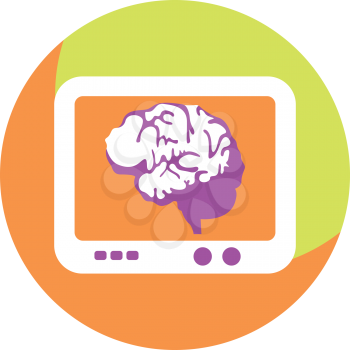 Royalty Free Clipart Image of a Brain on a Screen
