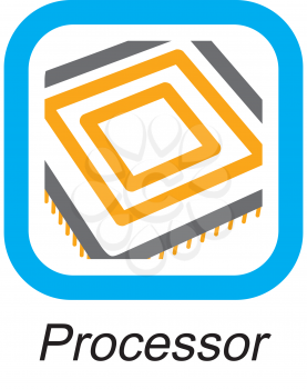 Royalty Free Clipart Image of a Processor Button