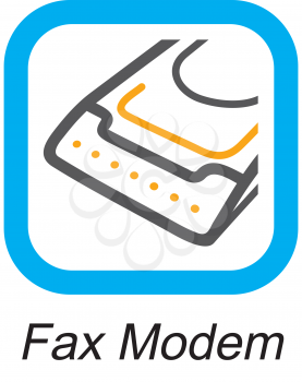 Royalty Free Clipart Image of a Fax Modem Button