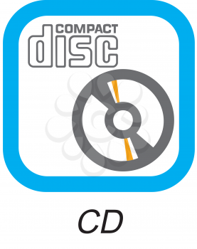 Royalty Free Clipart Image of a Compact Disk Button