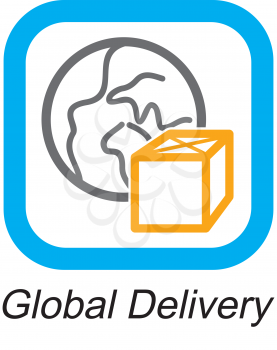 Royalty Free Clipart Image of a Global Delivery Button