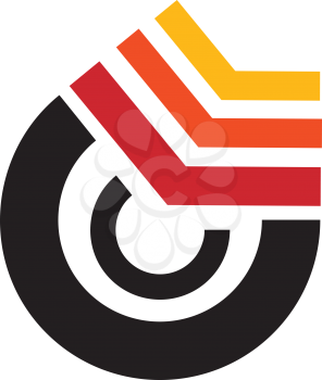 Royalty Free Clipart Image of a Black, Red, Orange and Yellow Design
