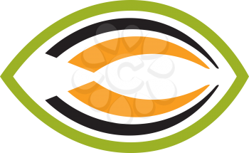 Royalty Free Clipart Image of a Green, Black and Orange Design