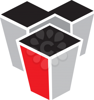 Royalty Free Clipart Image of a Black, Grey and Red Design