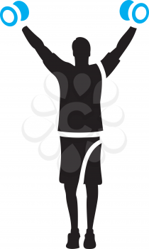 Royalty Free Clipart Image of a Man With Dumbbells