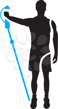 Royalty Free Clipart Image of a Man With Resistance Ropes