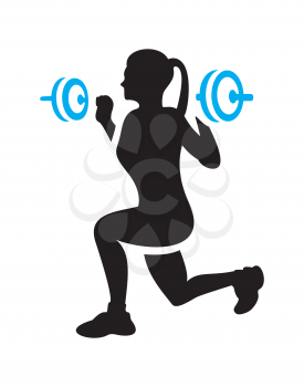 Royalty Free Clipart Image of a Girl With a Dumbbell