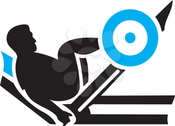 Royalty Free Clipart Image of a Guy Doing Leg Presses