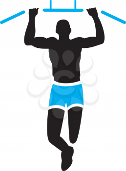 Royalty Free Clipart Image of a Man Doing Chin-ups