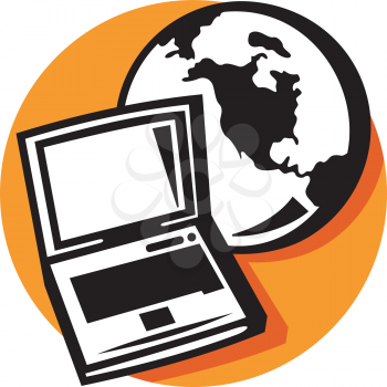 Royalty Free Clipart Image of a Computer and the World