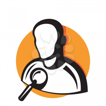 Royalty Free Clipart Image of a Person With a Magnifying Glass