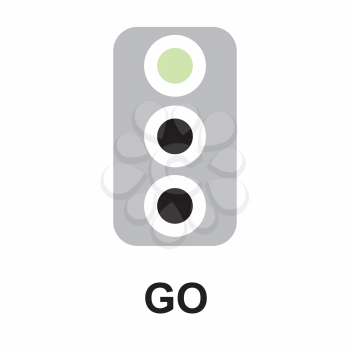 Royalty Free Clipart Image of a Traffic Light and the Word Go