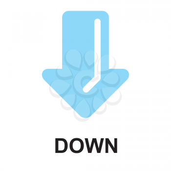 Royalty Free Clipart Image of an Arrow and the Word Down