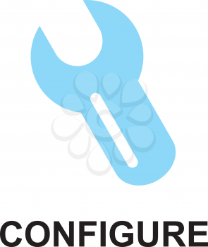Royalty Free Clipart Image of a Wrench and the Word Configure